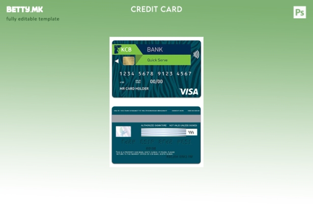 Модерен стил Шаблон за виза картичка KCB банка на Јужен Судан